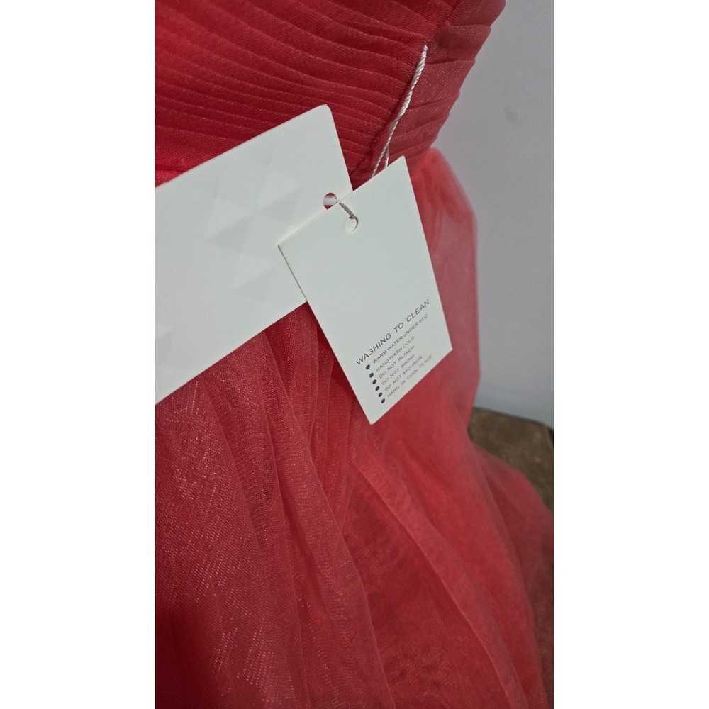 New Witness of Love Light Red Lace Tulle Prom Wedding Bridal Party Dress Sz 12 - Picture 3 of 4